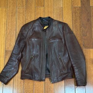Men's Classic Brown Leather Jacket “Cafe Racer”
